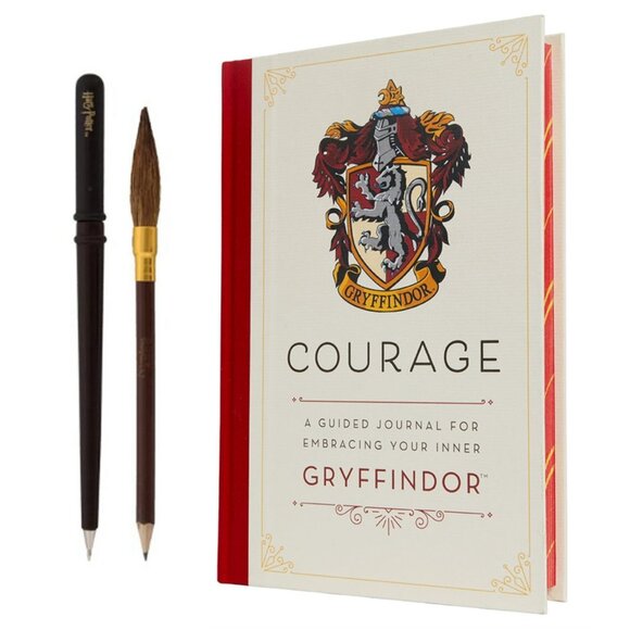 Harry Potter Courage Guided Gryffindor Journal with Wand Pen and Pencil Broom - Picture 1 of 8